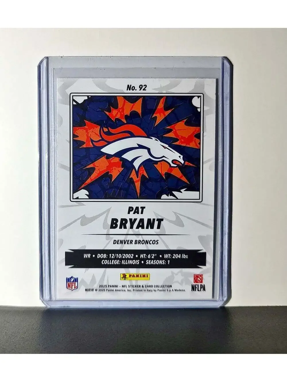 Pat Bryant Rookie 2025 Panini NFL #92 Sticker Card Denver Broncos
